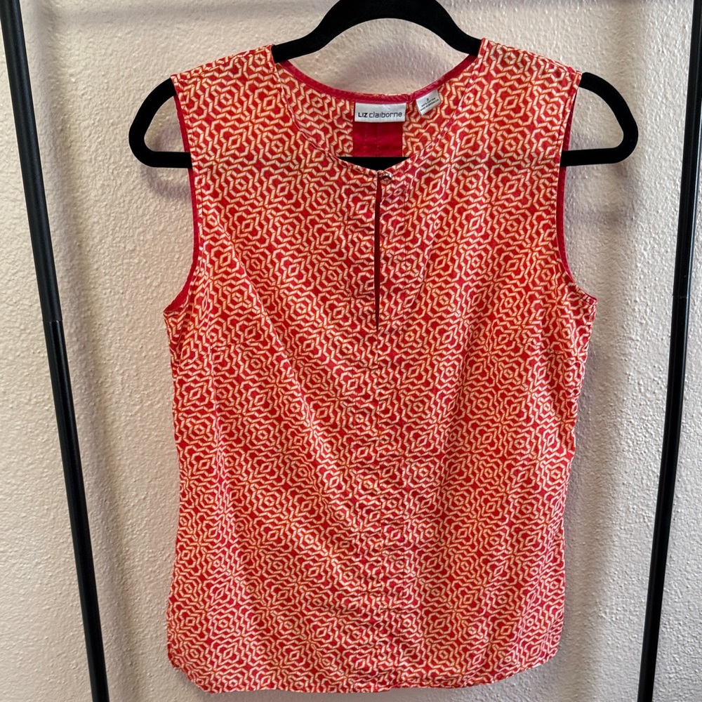 Liz Claiborne Red Patterned Blouse